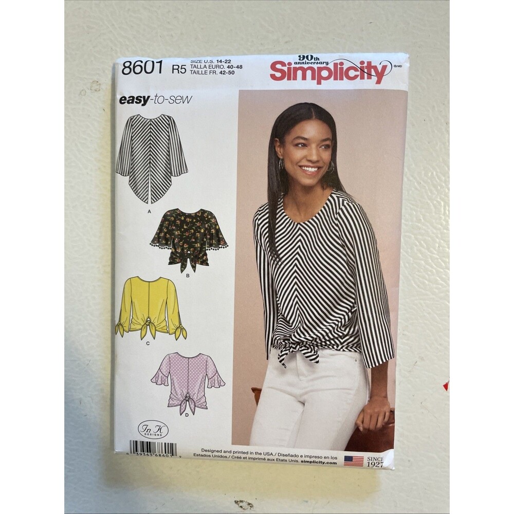 Simplicity SEWING PATTERN # 8601 Misses Pullover Top 14-16-18-20-22 Uncut Open